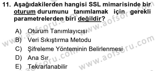 Ağ Yönetimi Ve Bilgi Güvenliği Dersi 2025 - 2026 Yılı (Final) Dönem Sonu Sınav Soruları 11. Soru