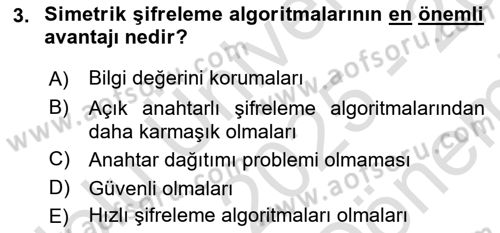 Ağ Yönetimi Ve Bilgi Güvenliği Dersi 2025 - 2026 Yılı (Final) Dönem Sonu Sınav Soruları 3. Soru