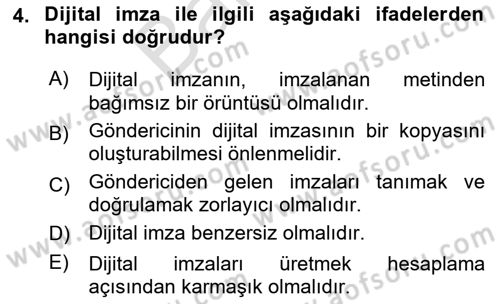 Ağ Yönetimi Ve Bilgi Güvenliği Dersi 2025 - 2026 Yılı (Final) Dönem Sonu Sınav Soruları 4. Soru