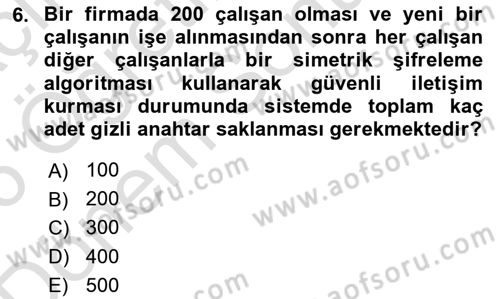 Ağ Yönetimi Ve Bilgi Güvenliği Dersi 2025 - 2026 Yılı (Final) Dönem Sonu Sınav Soruları 6. Soru