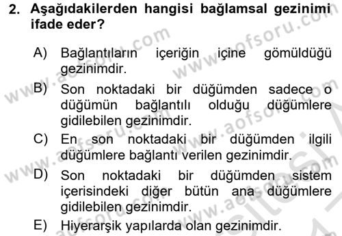 Kullanıcı Deneyimi Tasarımı Dersi Ara Sınavı Deneme Sınav Soruları 2. Soru