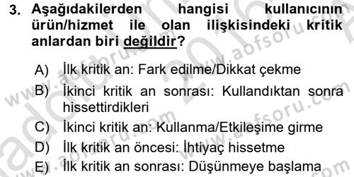 Kullanıcı Deneyimi Tasarımı Dersi Ara Sınavı Deneme Sınav Soruları 3. Soru