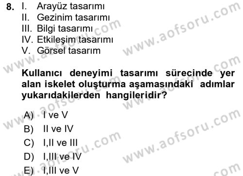 Kullanıcı Deneyimi Tasarımı Dersi 2016 - 2017 Yılı (Vize) Ara Sınav Soruları 8. Soru