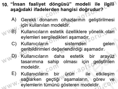 Kullanıcı Deneyimi Tasarımı Dersi 2016 - 2017 Yılı (Final) Dönem Sonu Sınav Soruları 10. Soru