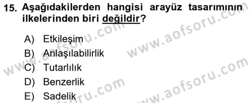 Kullanıcı Deneyimi Tasarımı Dersi 2016 - 2017 Yılı (Final) Dönem Sonu Sınav Soruları 15. Soru