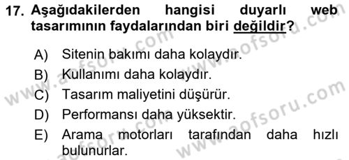 Kullanıcı Deneyimi Tasarımı Dersi 2016 - 2017 Yılı (Final) Dönem Sonu Sınav Soruları 17. Soru