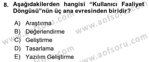 Kullanıcı Deneyimi Tasarımı Dersi 2016 - 2017 Yılı (Final) Dönem Sonu Sınav Soruları 8. Soru