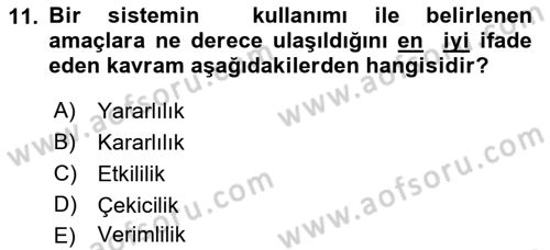 Kullanıcı Deneyimi Tasarımı Dersi 2017 - 2018 Yılı 3 Ders Sınav Soruları 11. Soru