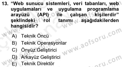 Kullanıcı Deneyimi Tasarımı Dersi 2017 - 2018 Yılı 3 Ders Sınav Soruları 13. Soru