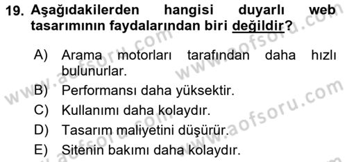 Kullanıcı Deneyimi Tasarımı Dersi 2017 - 2018 Yılı 3 Ders Sınav Soruları 19. Soru