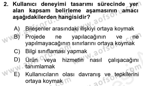 Kullanıcı Deneyimi Tasarımı Dersi 2017 - 2018 Yılı 3 Ders Sınav Soruları 2. Soru