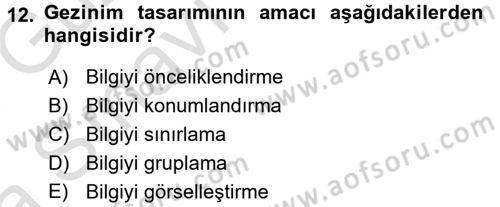 Kullanıcı Deneyimi Tasarımı Dersi 2017 - 2018 Yılı (Vize) Ara Sınav Soruları 12. Soru