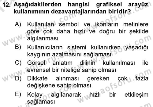 Kullanıcı Deneyimi Tasarımı Dersi 2018 - 2019 Yılı 3 Ders Sınav Soruları 12. Soru