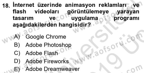 Kullanıcı Deneyimi Tasarımı Dersi 2018 - 2019 Yılı 3 Ders Sınav Soruları 18. Soru