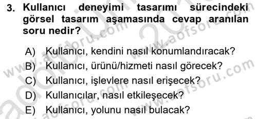 Kullanıcı Deneyimi Tasarımı Dersi 2018 - 2019 Yılı 3 Ders Sınav Soruları 3. Soru