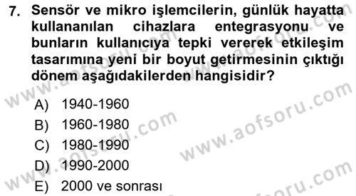 Kullanıcı Deneyimi Tasarımı Dersi 2018 - 2019 Yılı 3 Ders Sınav Soruları 7. Soru