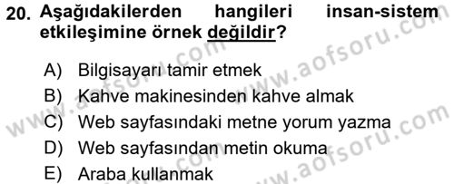 Kullanıcı Deneyimi Tasarımı Dersi Ara Sınavı Deneme Sınav Soruları 20. Soru
