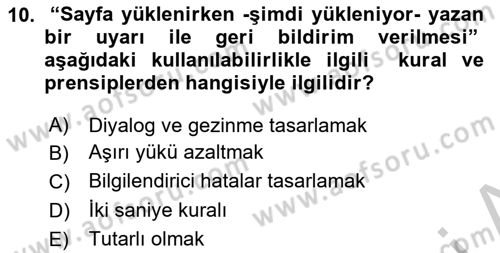 Kullanıcı Deneyimi Tasarımı Dersi 2018 - 2019 Yılı Yaz Okulu Sınav Soruları 10. Soru