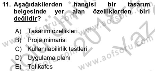 Kullanıcı Deneyimi Tasarımı Dersi 2018 - 2019 Yılı Yaz Okulu Sınav Soruları 11. Soru