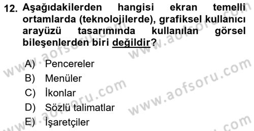 Kullanıcı Deneyimi Tasarımı Dersi 2018 - 2019 Yılı Yaz Okulu Sınav Soruları 12. Soru