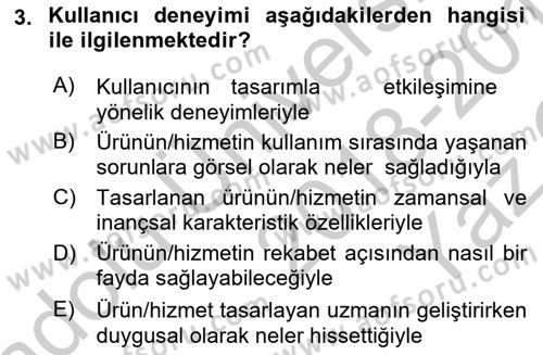 Kullanıcı Deneyimi Tasarımı Dersi 2018 - 2019 Yılı Yaz Okulu Sınav Soruları 3. Soru