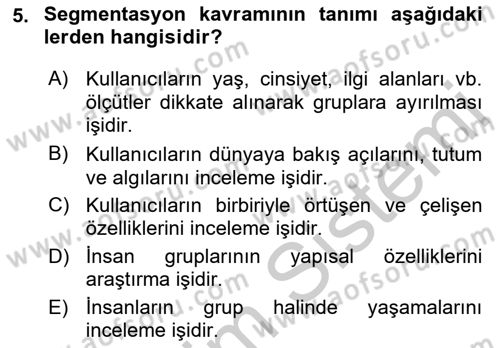 Kullanıcı Deneyimi Tasarımı Dersi 2018 - 2019 Yılı Yaz Okulu Sınav Soruları 5. Soru