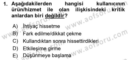 Kullanıcı Deneyimi Tasarımı Dersi Ara Sınavı Deneme Sınav Soruları 1. Soru