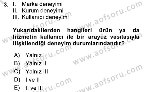 Kullanıcı Deneyimi Tasarımı Dersi Ara Sınavı Deneme Sınav Soruları 3. Soru