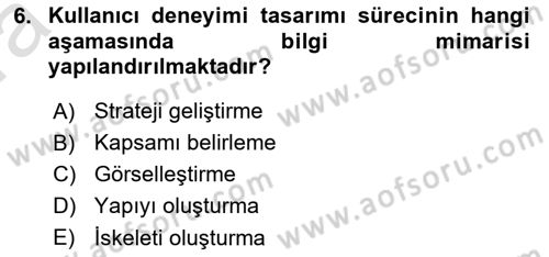 Kullanıcı Deneyimi Tasarımı Dersi 2019 - 2020 Yılı (Vize) Ara Sınav Soruları 6. Soru