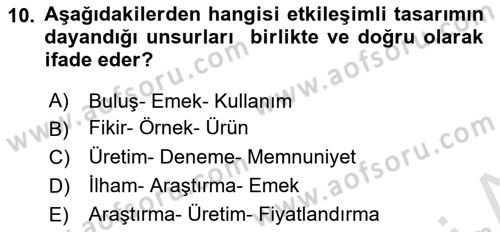Kullanıcı Deneyimi Tasarımı Dersi 2019 - 2020 Yılı (Final) Dönem Sonu Sınav Soruları 10. Soru