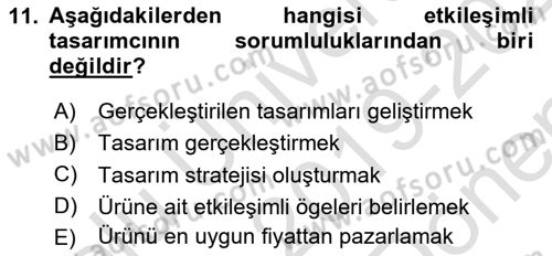 Kullanıcı Deneyimi Tasarımı Dersi 2019 - 2020 Yılı (Final) Dönem Sonu Sınav Soruları 11. Soru