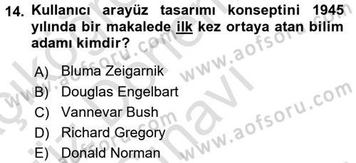 Kullanıcı Deneyimi Tasarımı Dersi 2019 - 2020 Yılı (Final) Dönem Sonu Sınav Soruları 14. Soru