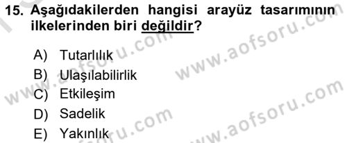 Kullanıcı Deneyimi Tasarımı Dersi 2019 - 2020 Yılı (Final) Dönem Sonu Sınav Soruları 15. Soru