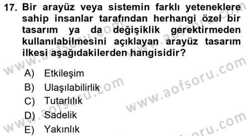 Kullanıcı Deneyimi Tasarımı Dersi 2019 - 2020 Yılı (Final) Dönem Sonu Sınav Soruları 17. Soru