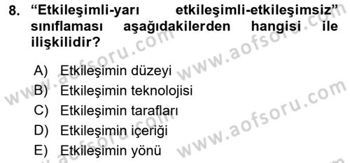 Kullanıcı Deneyimi Tasarımı Dersi 2019 - 2020 Yılı (Final) Dönem Sonu Sınav Soruları 8. Soru