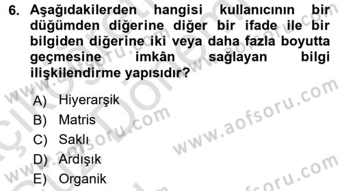 Kullanıcı Deneyimi Tasarımı Dersi Ara Sınavı Deneme Sınav Soruları 6. Soru