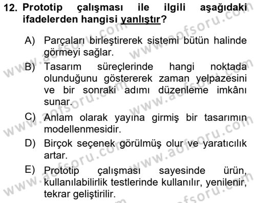 Kullanıcı Deneyimi Tasarımı Dersi 2020 - 2021 Yılı Yaz Okulu Sınav Soruları 12. Soru