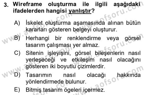 Kullanıcı Deneyimi Tasarımı Dersi 2020 - 2021 Yılı Yaz Okulu Sınav Soruları 3. Soru