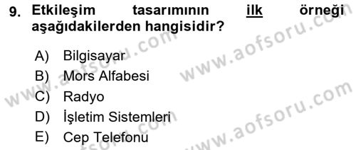 Kullanıcı Deneyimi Tasarımı Dersi 2020 - 2021 Yılı Yaz Okulu Sınav Soruları 9. Soru
