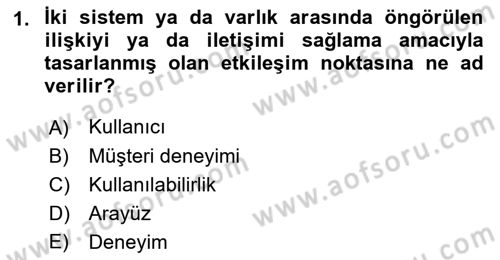 Kullanıcı Deneyimi Tasarımı Dersi Ara Sınavı Deneme Sınav Soruları 1. Soru