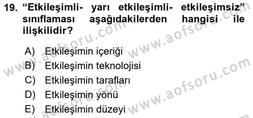 Kullanıcı Deneyimi Tasarımı Dersi Ara Sınavı Deneme Sınav Soruları 19. Soru