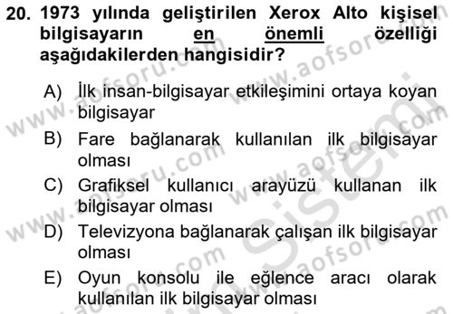 Kullanıcı Deneyimi Tasarımı Dersi Ara Sınavı Deneme Sınav Soruları 20. Soru