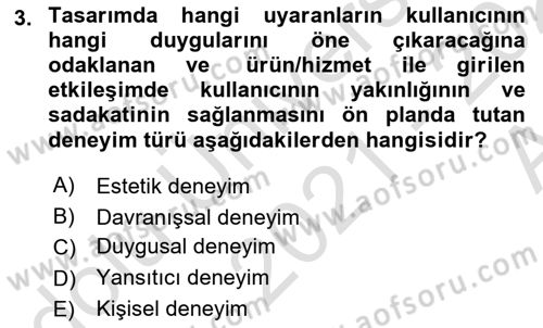 Kullanıcı Deneyimi Tasarımı Dersi 2021 - 2022 Yılı (Vize) Ara Sınav Soruları 3. Soru