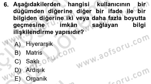 Kullanıcı Deneyimi Tasarımı Dersi Ara Sınavı Deneme Sınav Soruları 6. Soru