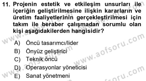 Kullanıcı Deneyimi Tasarımı Dersi 2021 - 2022 Yılı (Final) Dönem Sonu Sınavı 11. Soru