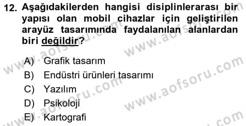 Kullanıcı Deneyimi Tasarımı Dersi 2021 - 2022 Yılı (Final) Dönem Sonu Sınavı 12. Soru