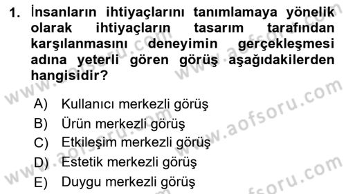 Kullanıcı Deneyimi Tasarımı Dersi 2021 - 2022 Yılı Yaz Okulu Sınav Soruları 1. Soru