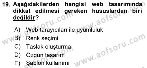 Kullanıcı Deneyimi Tasarımı Dersi 2021 - 2022 Yılı Yaz Okulu Sınav Soruları 19. Soru