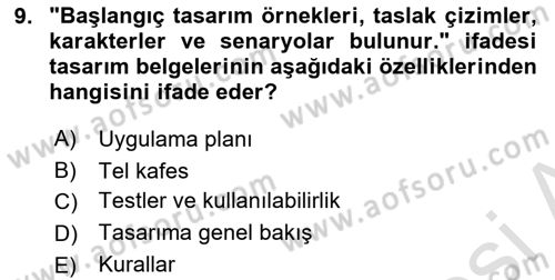 Kullanıcı Deneyimi Tasarımı Dersi 2021 - 2022 Yılı Yaz Okulu Sınav Soruları 9. Soru