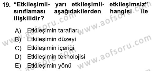 Kullanıcı Deneyimi Tasarımı Dersi Ara Sınavı Deneme Sınav Soruları 19. Soru